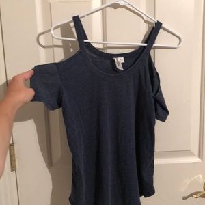 Navy blue off the shoulder tee